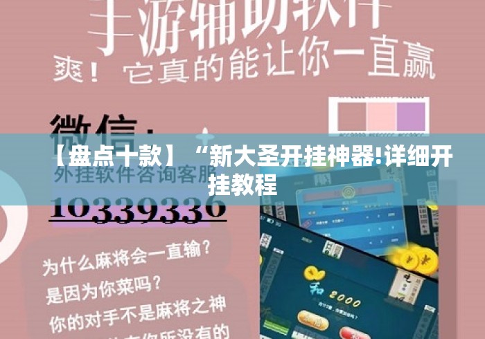 【盘点十款】“新大圣开挂神器!详细开挂教程