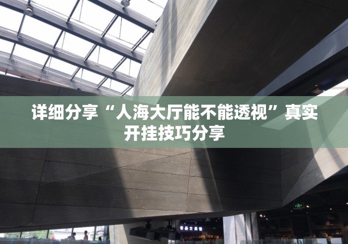 详细分享“人海大厅能不能透视”真实开挂技巧分享
