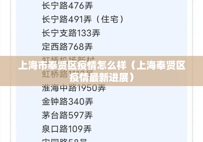 上海市奉贤区疫情怎么样（上海奉贤区疫情最新进展）