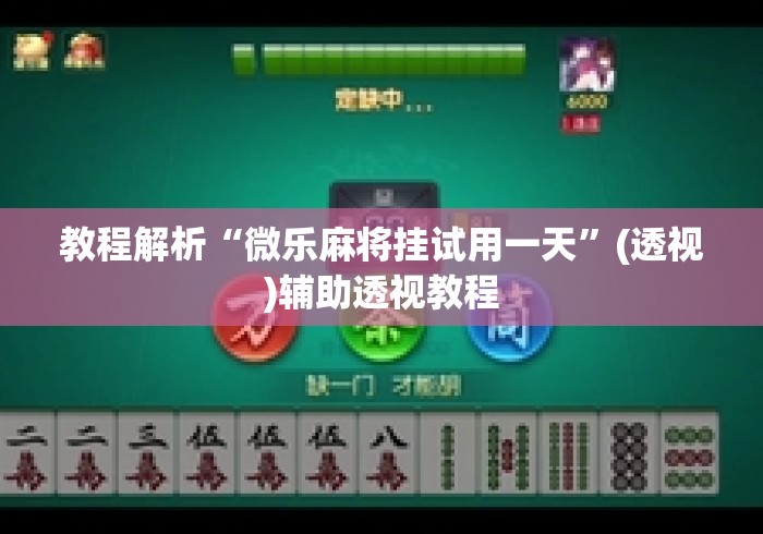 教程解析“微乐麻将挂试用一天”(透视)辅助透视教程