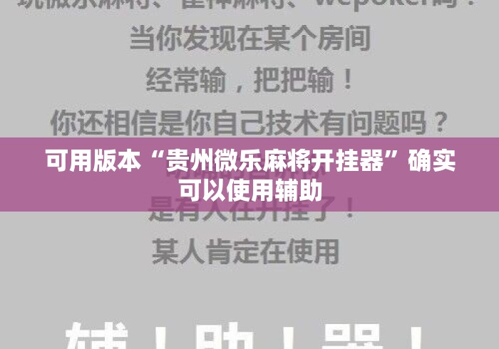 可用版本“贵州微乐麻将开挂器”确实可以使用辅助