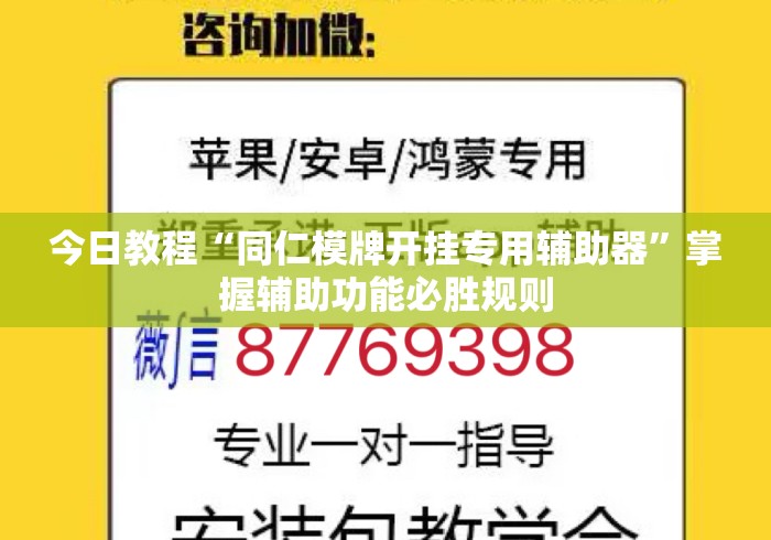 今日教程“同仁模牌开挂专用辅助器	”掌握辅助功能必胜规则