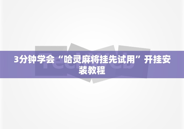 3分钟学会“哈灵麻将挂先试用”开挂安装教程