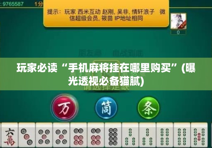 玩家必读“手机麻将挂在哪里购买”(曝光透视必备猫腻)