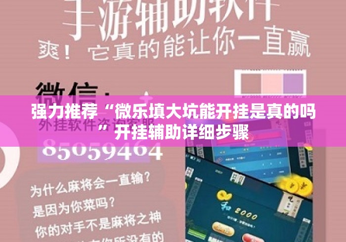 强力推荐“微乐填大坑能开挂是真的吗”开挂辅助详细步骤