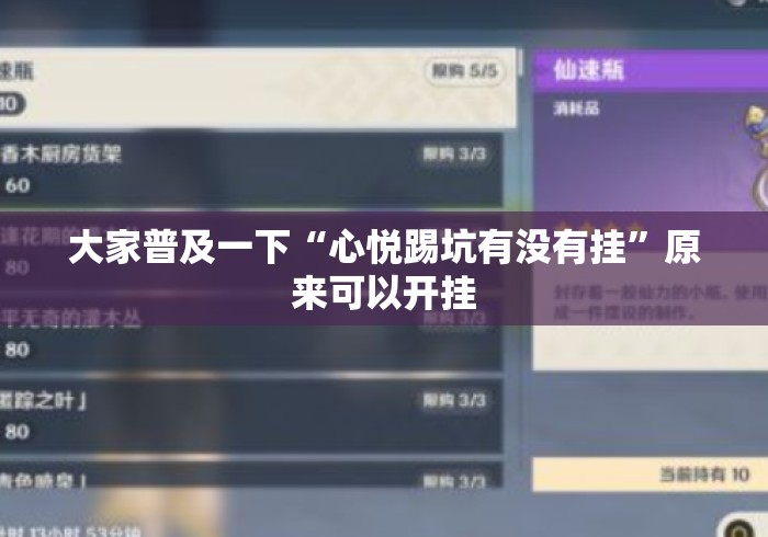 大家普及一下“心悦踢坑有没有挂”原来可以开挂
