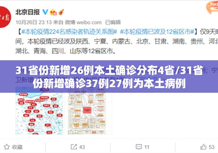 31省份新增26例本土确诊分布4省/31省份新增确诊37例27例为本土病例 31省份新增26例本土确诊分布4省/31省份新增确诊37例27例为本土病例
