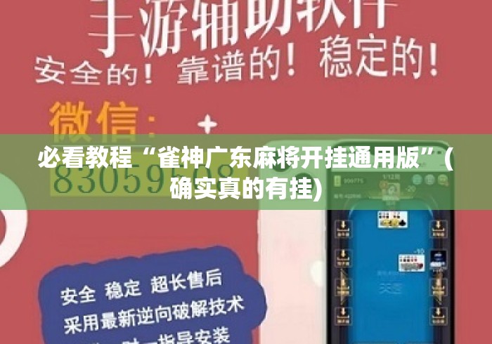 必看教程“雀神广东麻将开挂通用版	”(确实真的有挂)