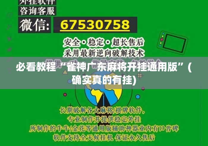 必看教程“雀神广东麻将开挂通用版”(确实真的有挂)