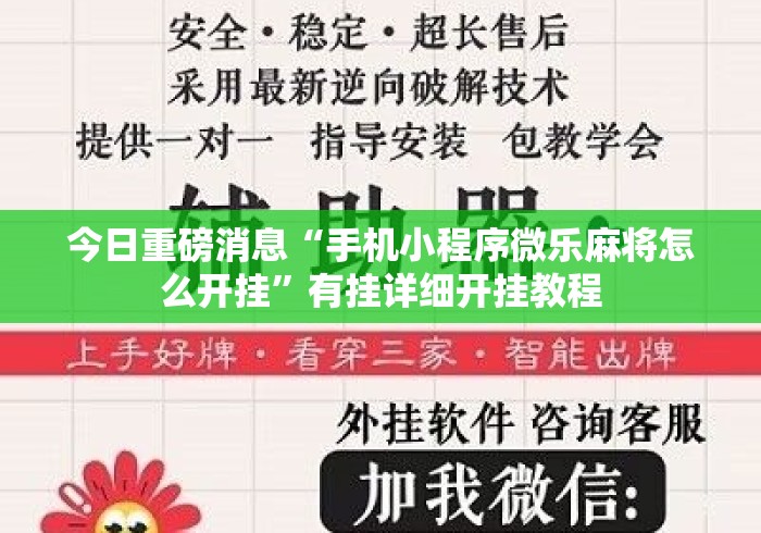 今日重磅消息“手机小程序微乐麻将怎么开挂	”有挂详细开挂教程