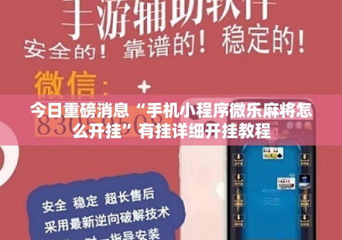 今日重磅消息“手机小程序微乐麻将怎么开挂”有挂详细开挂教程
