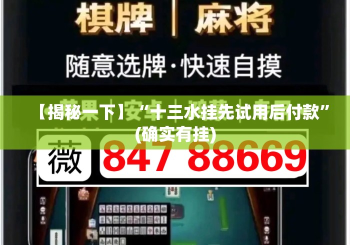 【揭秘一下】“十三水挂先试用后付款”(确实有挂)