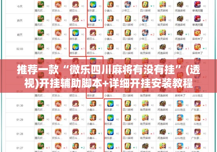 推荐一款“微乐四川麻将有没有挂”(透视)开挂辅助脚本+详细开挂安装教程