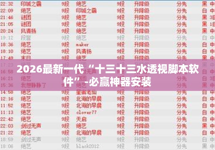 2026最新一代“十三十三水透视脚本软件”-必赢神器安装
