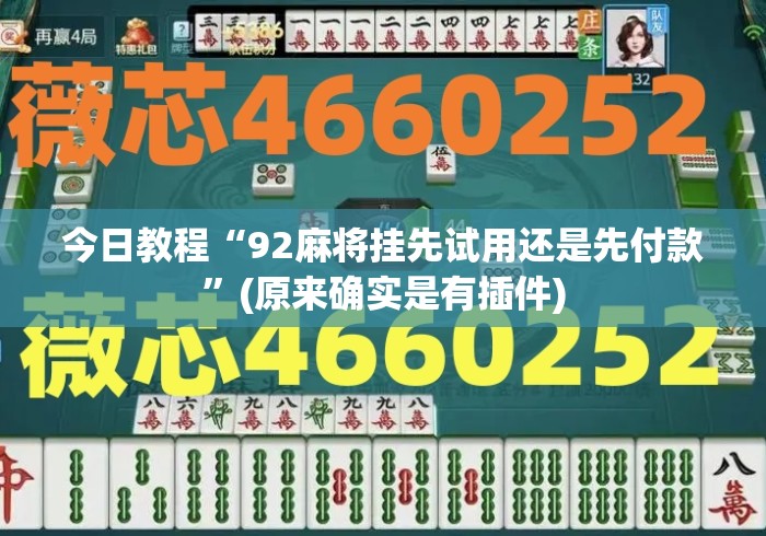 今日教程“92麻将挂先试用还是先付款	”(原来确实是有插件)