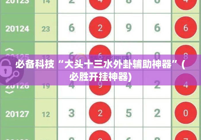 必备科技“大头十三水外卦辅助神器”(必胜开挂神器)