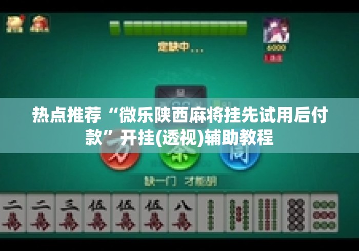 热点推荐“微乐陕西麻将挂先试用后付款	”开挂(透视)辅助教程