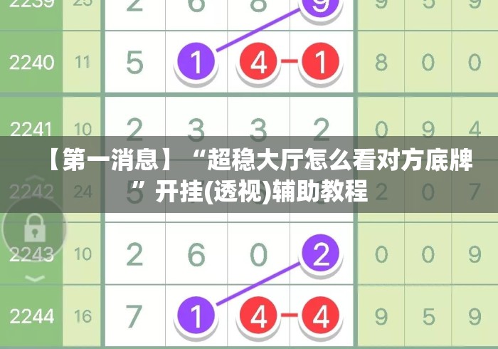 【第一消息】“超稳大厅怎么看对方底牌”开挂(透视)辅助教程