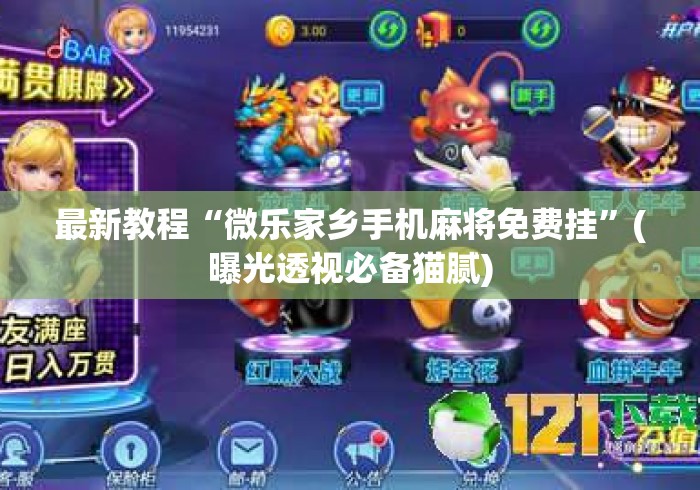 最新教程“微乐家乡手机麻将免费挂”(曝光透视必备猫腻)