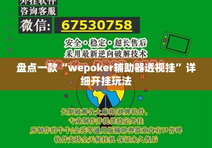 盘点一款“wepoker辅助器透视挂	”详细开挂玩法