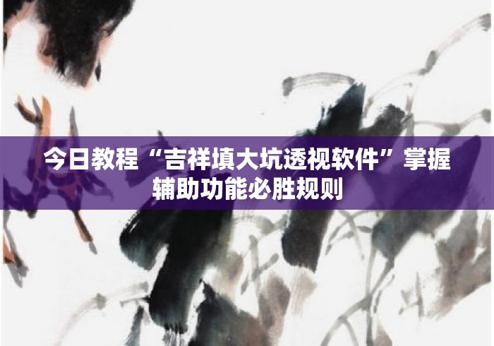 今日教程“吉祥填大坑透视软件”掌握辅助功能必胜规则