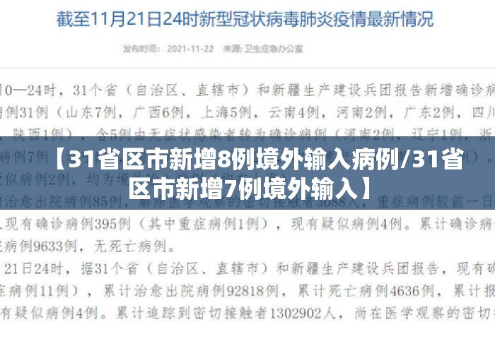 【31省区市新增8例境外输入病例/31省区市新增7例境外输入】 【31省区市新增8例境外输入病例/31省区市新增7例境外输入】