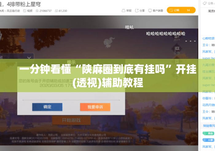一分钟看懂“陕麻圈到底有挂吗”开挂(透视)辅助教程