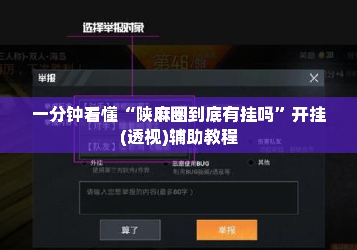 一分钟看懂“陕麻圈到底有挂吗	”开挂(透视)辅助教程