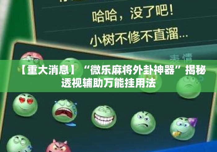 【重大消息】“微乐麻将外卦神器”揭秘透视辅助万能挂用法