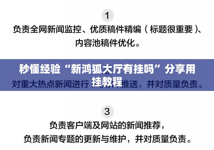 秒懂经验“新鸿狐大厅有挂吗”分享用挂教程