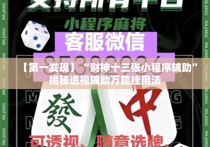 【第一发现】“财神十三张小程序辅助”揭秘透视辅助万能挂用法