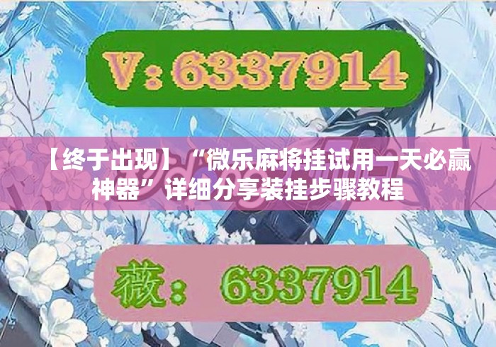 【终于出现】“微乐麻将挂试用一天必赢神器”详细分享装挂步骤教程