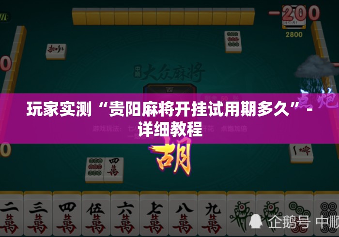 玩家实测“贵阳麻将开挂试用期多久”-详细教程