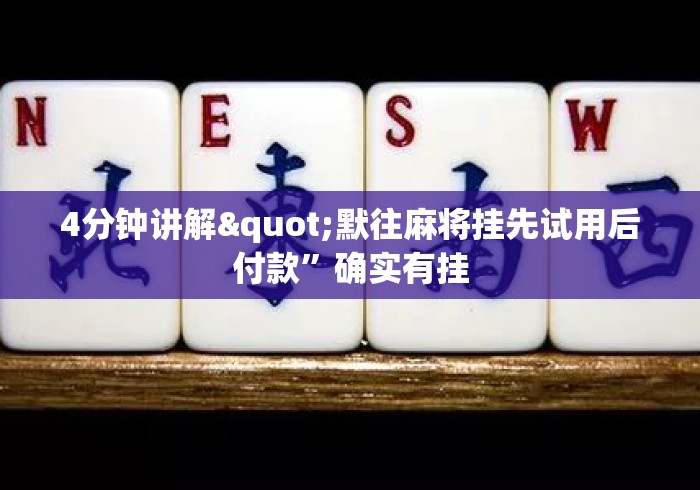 4分钟讲解"默往麻将挂先试用后付款	”确实有挂