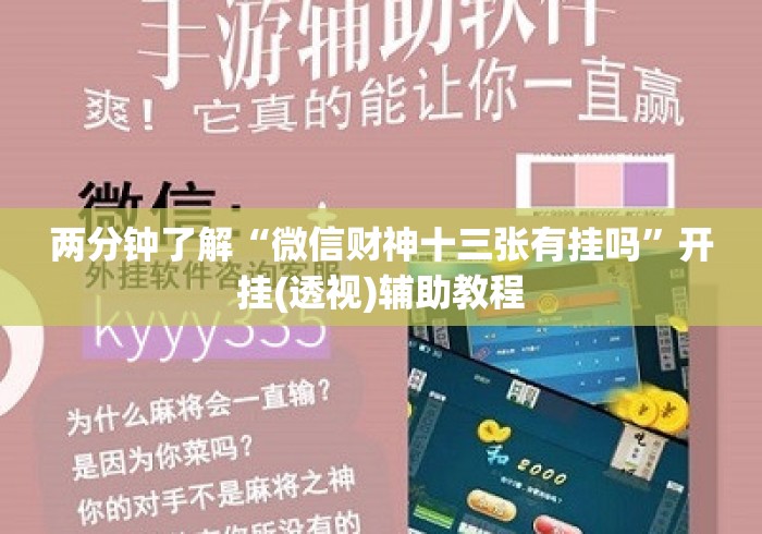 两分钟了解“微信财神十三张有挂吗”开挂(透视)辅助教程