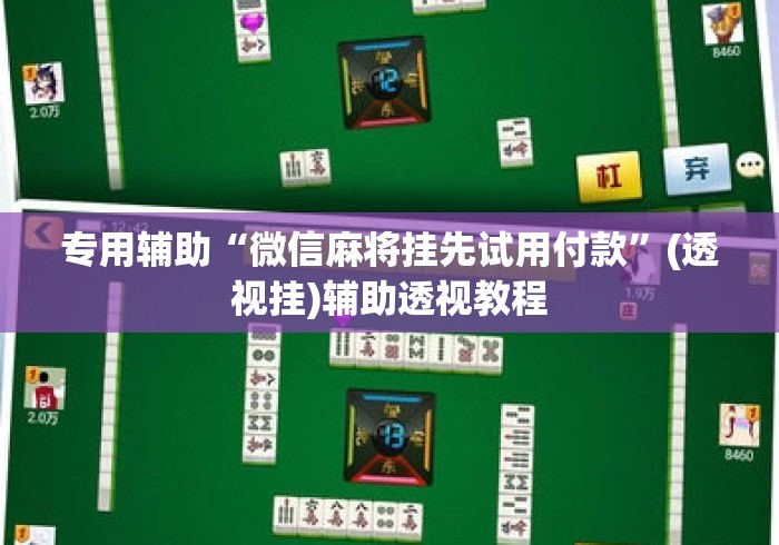 专用辅助“微信麻将挂先试用付款	”(透视挂)辅助透视教程
