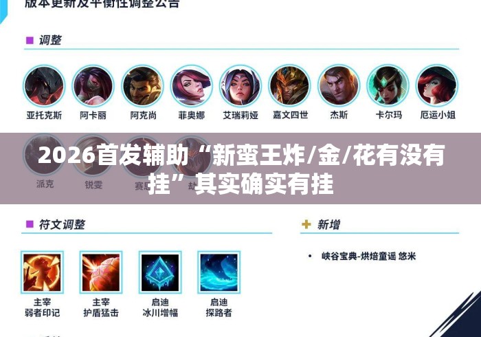 2026首发辅助“新蛮王炸/金/花有没有挂”其实确实有挂