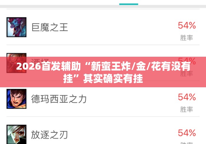 2026首发辅助“新蛮王炸/金/花有没有挂	”其实确实有挂