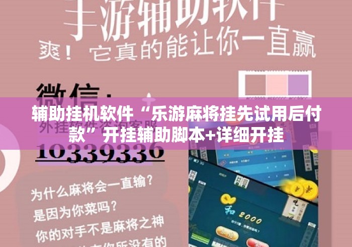 辅助挂机软件“乐游麻将挂先试用后付款”开挂辅助脚本+详细开挂