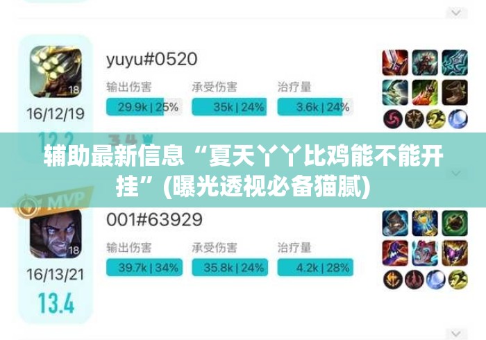 辅助最新信息“夏天丫丫比鸡能不能开挂”(曝光透视必备猫腻)