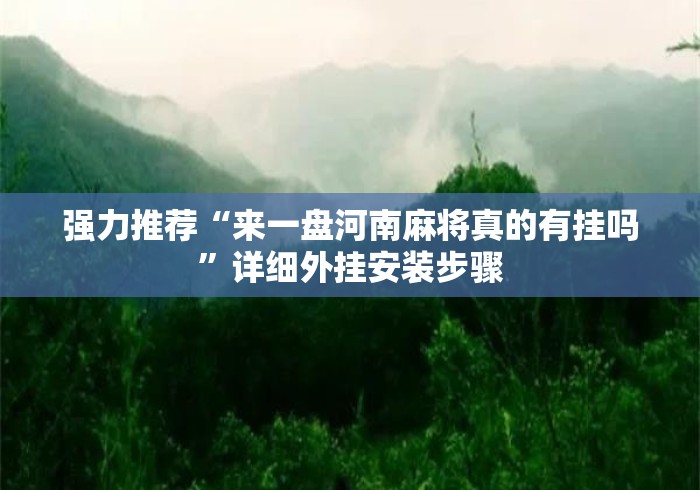 强力推荐“来一盘河南麻将真的有挂吗	”详细外挂安装步骤