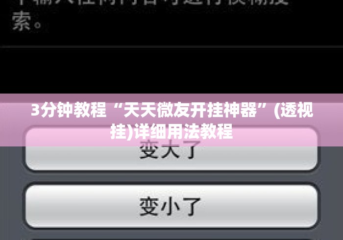 3分钟教程“天天微友开挂神器”(透视挂)详细用法教程