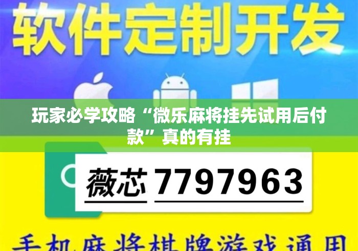 玩家必学攻略“微乐麻将挂先试用后付款”真的有挂
