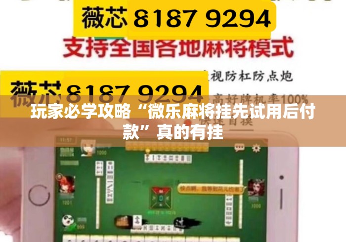 玩家必学攻略“微乐麻将挂先试用后付款	”真的有挂