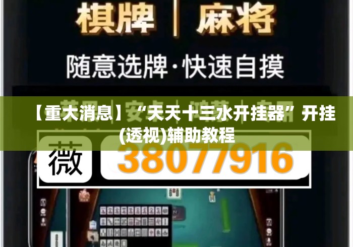 【重大消息】“天天十三水开挂器”开挂(透视)辅助教程