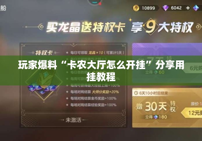 玩家爆料“卡农大厅怎么开挂”分享用挂教程