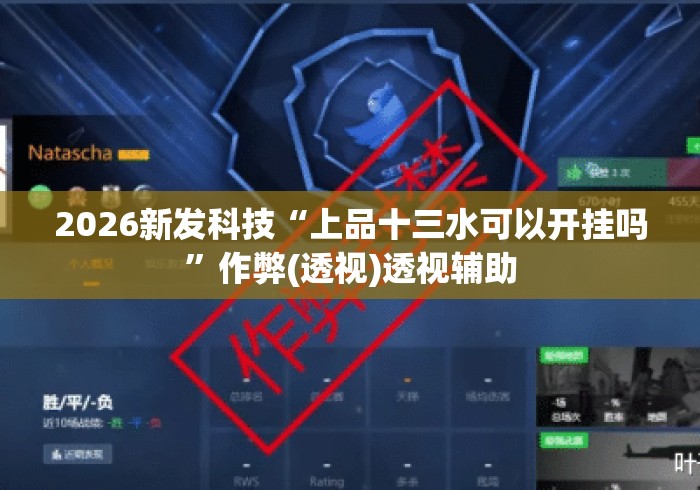 2026新发科技“上品十三水可以开挂吗”作弊(透视)透视辅助