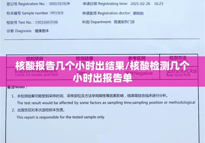 核酸报告几个小时出结果/核酸检测几个小时出报告单