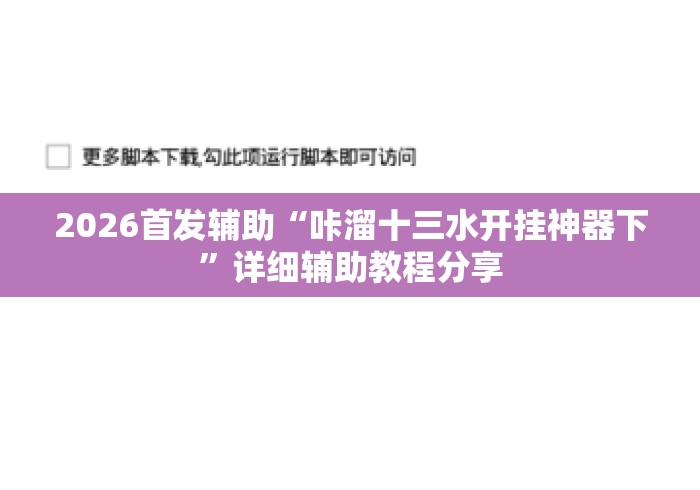 2026首发辅助“咔溜十三水开挂神器下	”详细辅助教程分享