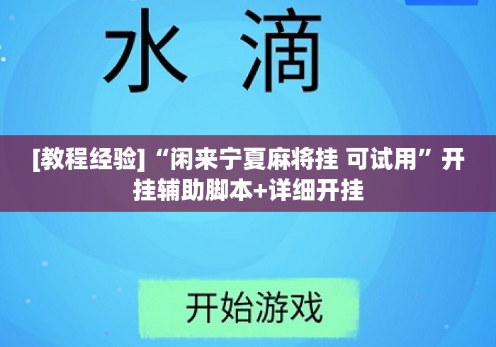 [教程经验]“闲来宁夏麻将挂 可试用”开挂辅助脚本+详细开挂